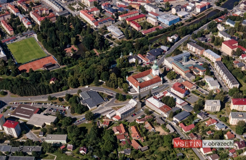 Letecký záběr na Horní město 7. 6. 1926 z letadla Aero A-15