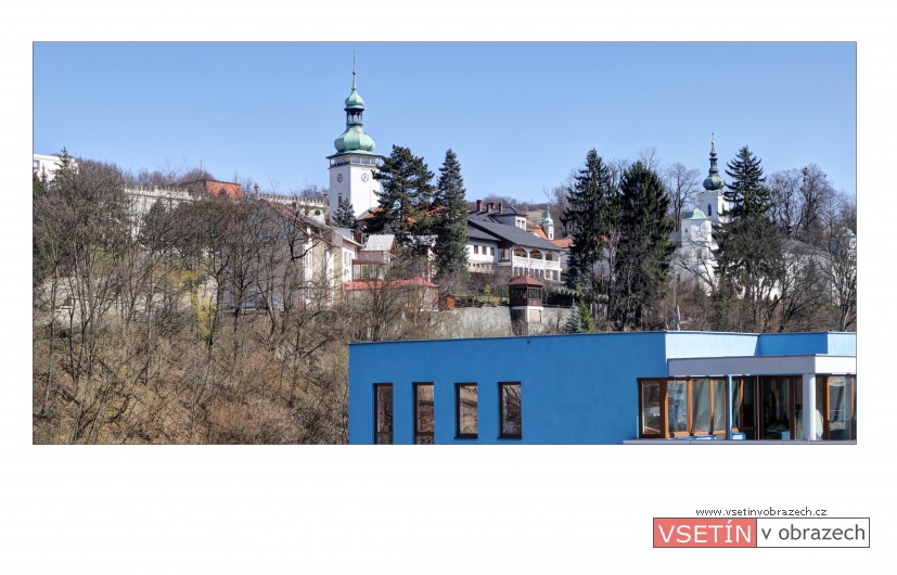 Pohled od Bečvy na Horní město (kolorovaná verze)