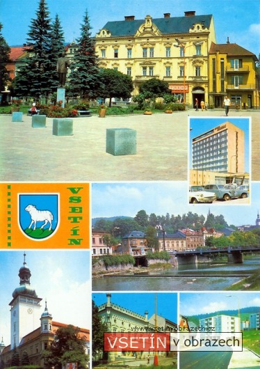 Dolní náměstí - hotel Vsacan - most přes Bečvu - zámek - maštaliska - Radniční ulice