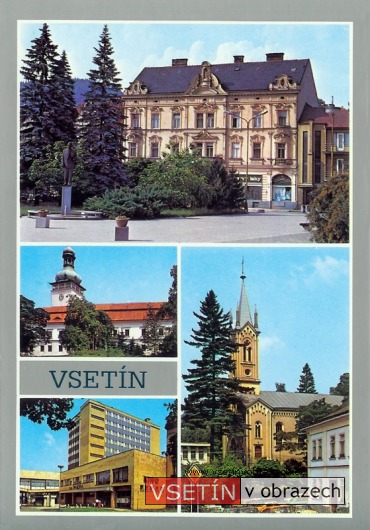 Dolní náměstí - zámek - evangelický kostel - kino a městský úřad
