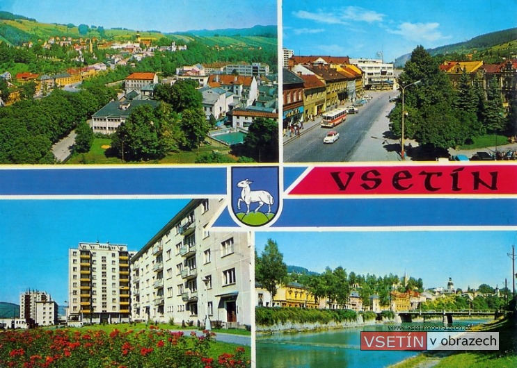 Pohled na Horní město - Dolní náměstí - Luh - most přes Bečvu