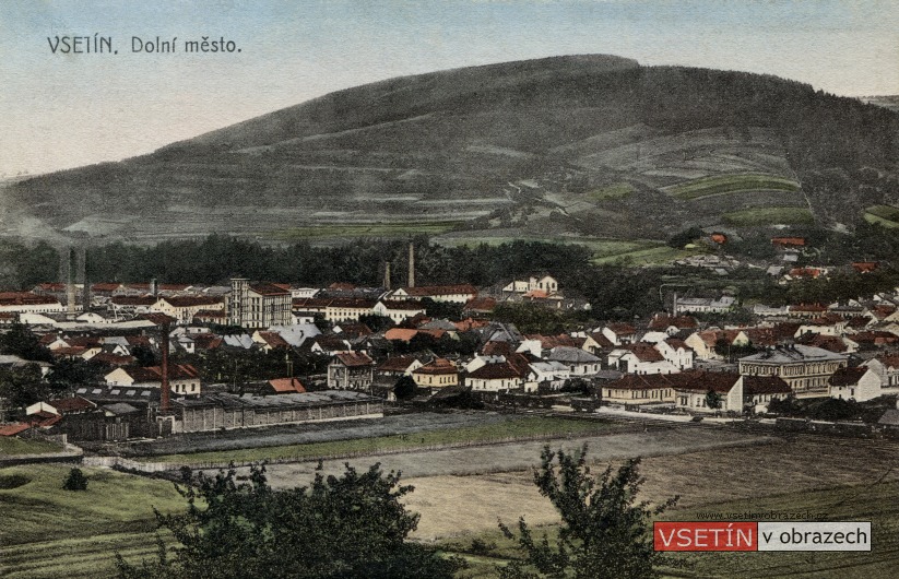 Celkový pohled na město Vsetín (kolorovaná verze)