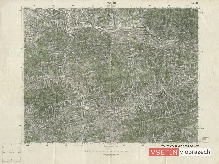 Vojenská mapa Vsetínského okresu