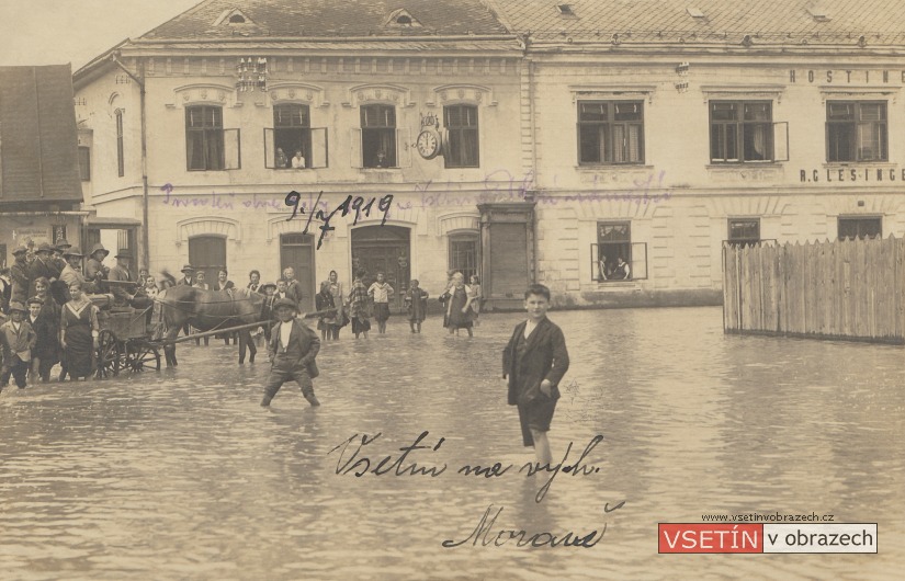 Povodeň na Dolním náměstí 9. července 1919